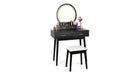 Cecilia Black Wood And Upholstered Vanity Desk And Stool