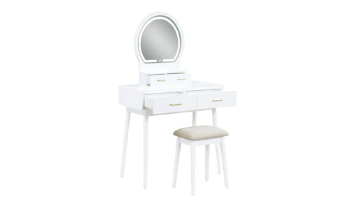 Cecilia White Wood And Upholstered Vanity