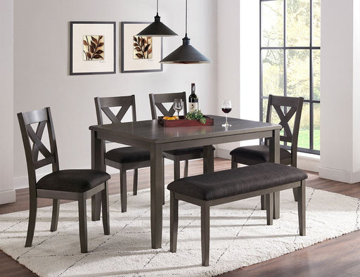 Chandler Gray Wood And Upholstered Standard Height 6pc Dining Table &