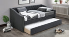 Charcoal Burlap Gray Linen Blend Twin Day Bed With Trundle