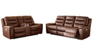 Chocolate Brown Faux Leather Power Reclining Sofa & Loveseat Set