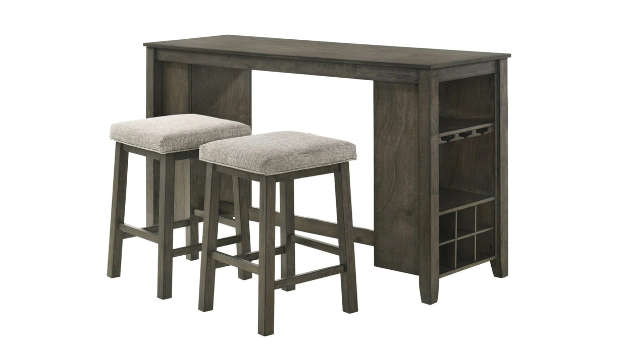 Churon Bar Brown Wood And Upholstered 3pc Set