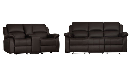 Clarkdale Brown Faux Leather Reclining Sofa And Loveseat Set