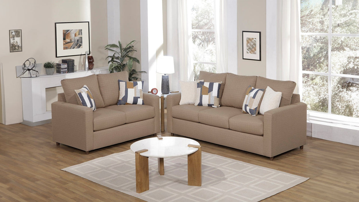 Clyde Brown Fabric Sofa & Loveseat Set