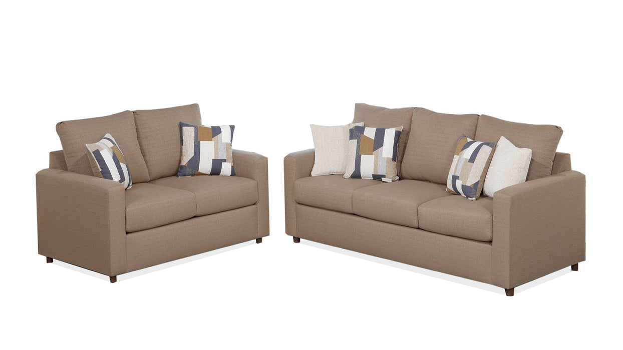 Clyde Brown Fabric Sofa & Loveseat Set