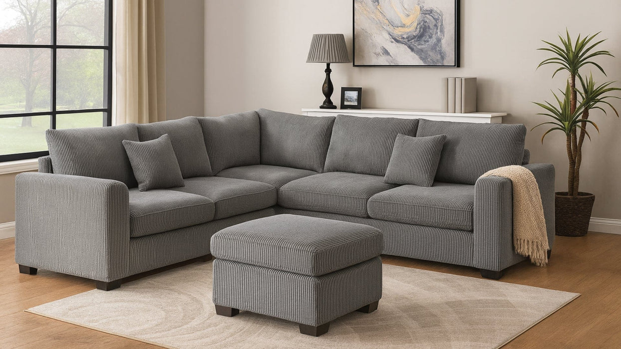 Corduroy Gray Corduroy Sectional Sofa