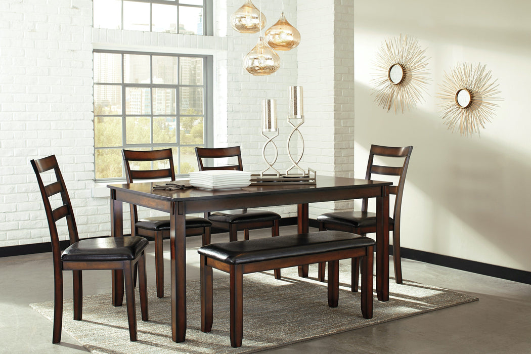 Coviar Brown Wood Standard Height 6pc Dining Table & Chair Set