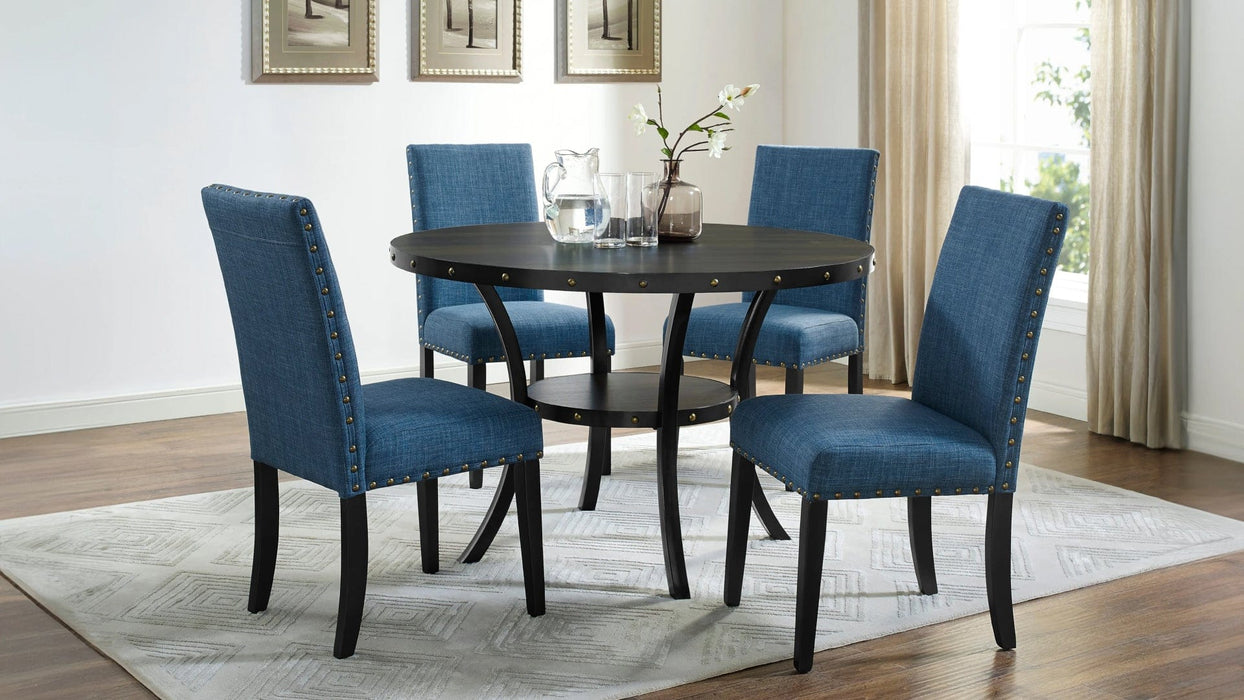 Crispin Blue Wood And Upholstered Counter Height 5pc Dining Table & C