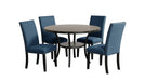 Crispin Blue Wood And Upholstered Counter Height 5pc Dining Table & C