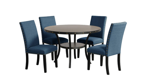 Crispin Blue Wood And Upholstered Counter Height 5pc Dining Table & C