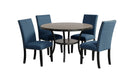 Crispin Blue Wood And Upholstered Counter Height 5pc Dining Table & C