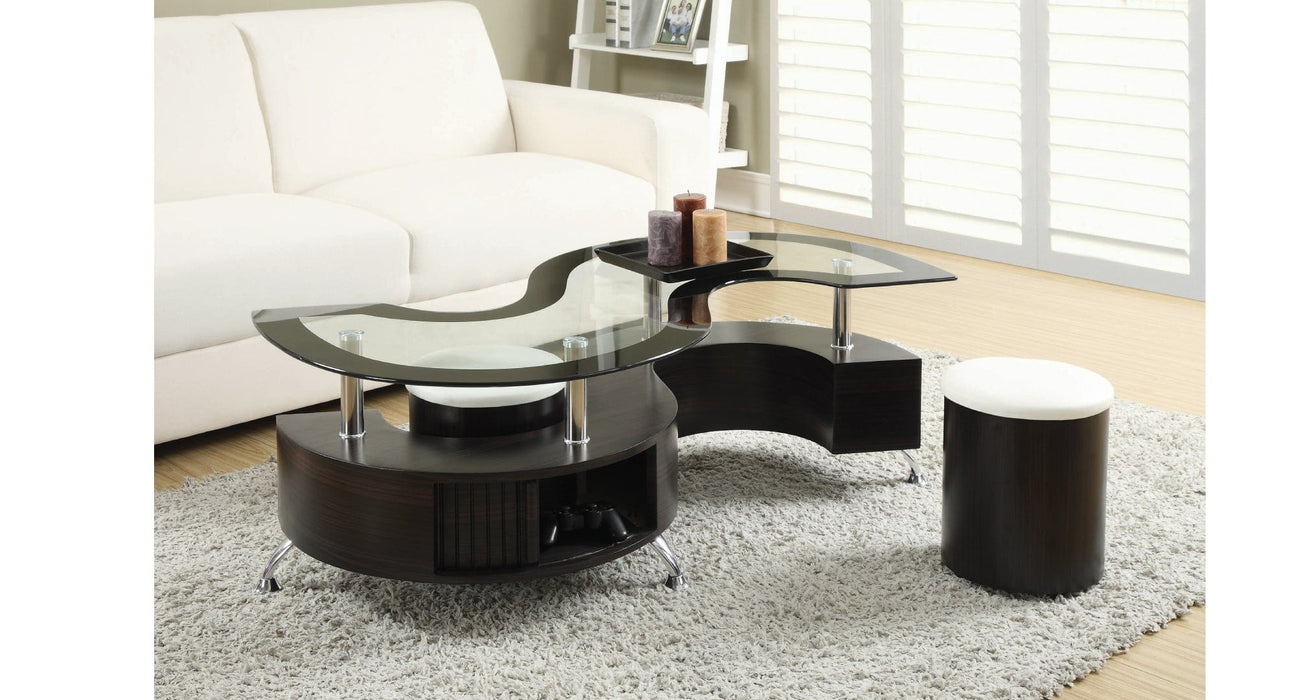 Delange Brown Glass 3pc Coffee Table Set