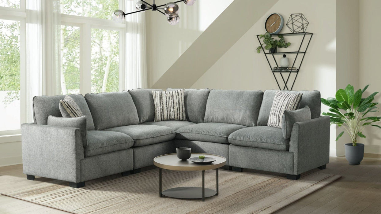 Deville Gray Fabric Modular Sectional Sofa
