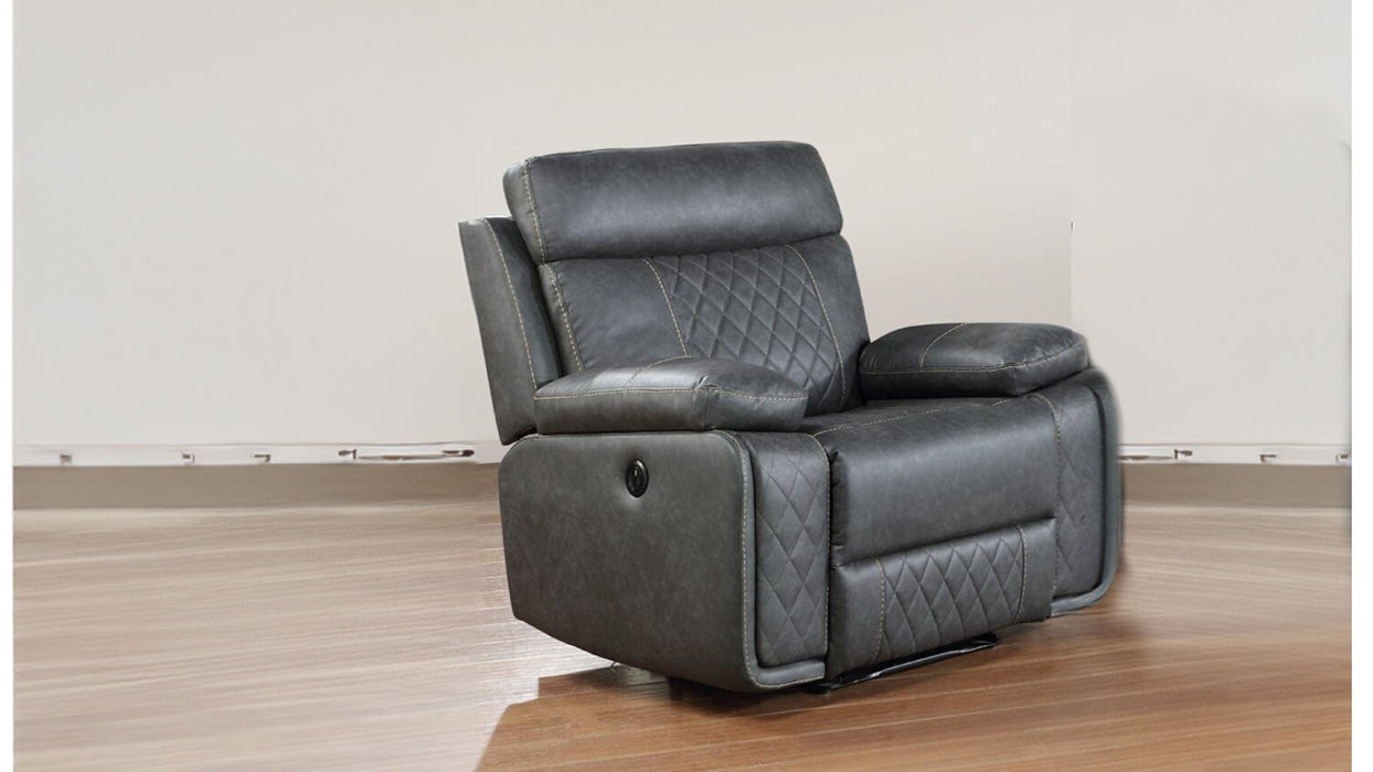 Diamante Gray Faux Leather Recliner Sofa & Loveseat Set