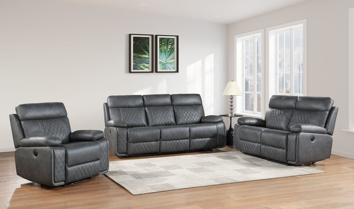 Diamante Gray Faux Leather Recliner Sofa Loveseat Set — Casa