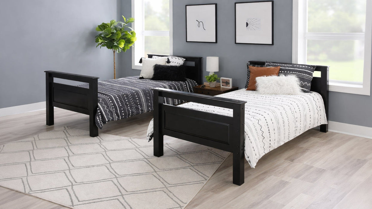 Dixon Black Wood Twin Over Twin Bunk Bed