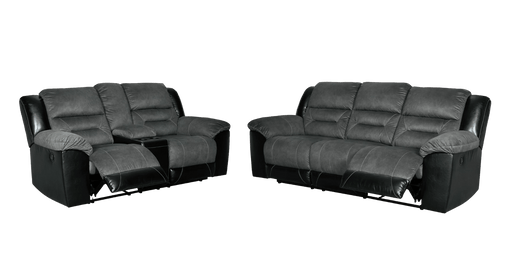 Earhart Gray Faux Leather Reclining Sofa And Loveseat Set