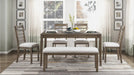 Emilia Brown Wood And Upholstered Standard Height 6pc Dining Table, C