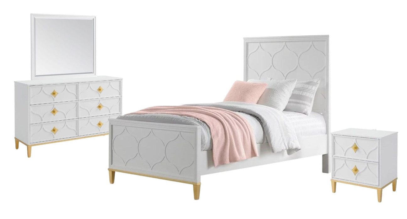 Emma White Wood Full Bedroom Set