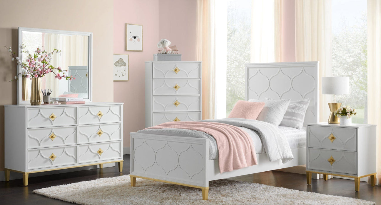 Emma White Wood Twin Bed