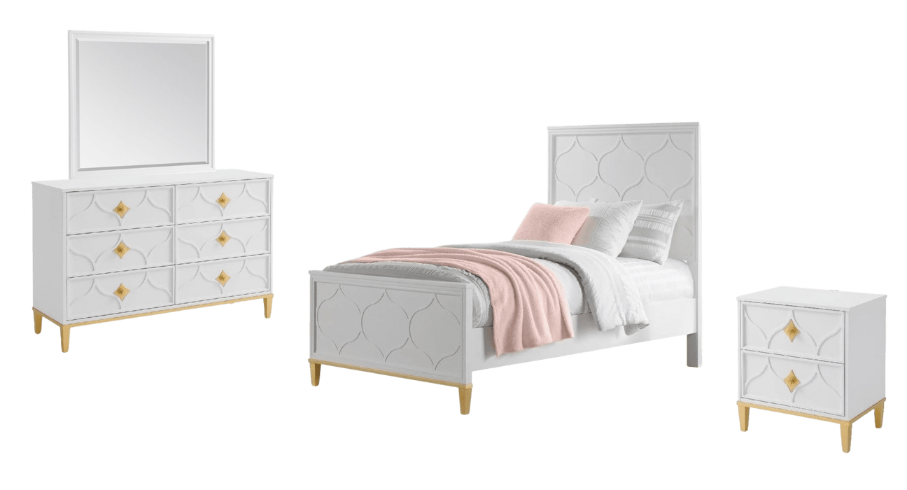Emma White Wood Twin Bedroom Set