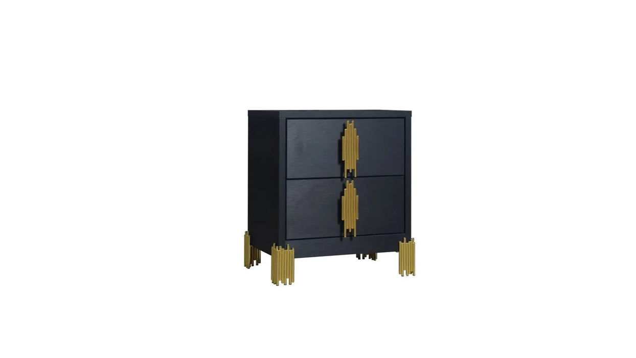 Empire Black Wood And Upholstered Queen Bedroom Set