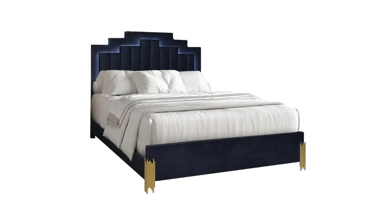 Empire Black Wood And Upholstered Queen Bedroom Set