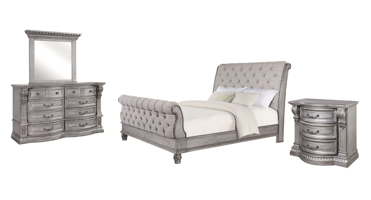 Estates Platinum Wood And Upholstered Queen Bedroom Set