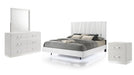 Europa White Wood And Upholstered Queen Bedroom Set