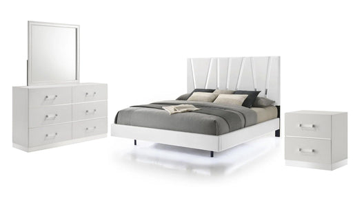 Europa White Wood And Upholstered Queen Bedroom Set