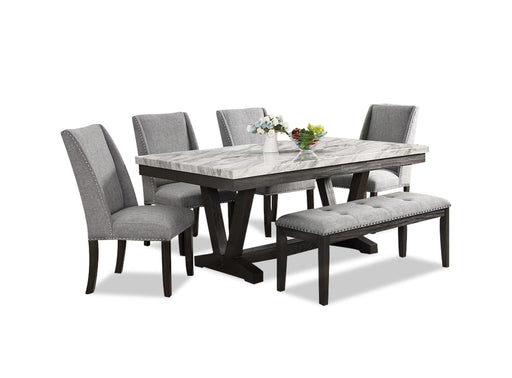 Everdeen Gray Wood And Upholstered Standard Height 6pc Dining Table,