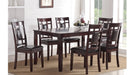 F2294 Brown Wood And Upholstered Standard Height 7pc Dining Table & C