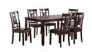 F2294 Brown Wood And Upholstered Standard Height 7pc Dining Table & C