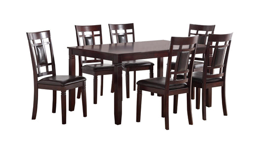 F2294 Brown Wood And Upholstered Standard Height 7pc Dining Table & C