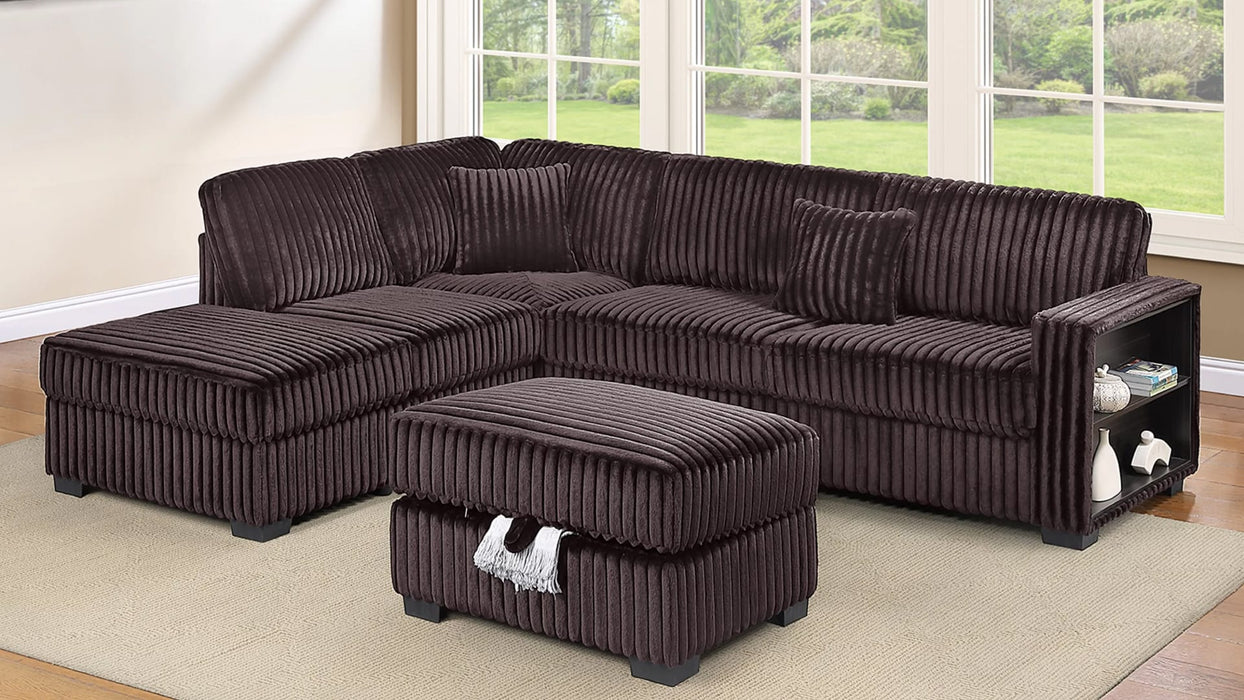 F8378 Brown Corduroy Sectional Sofa
