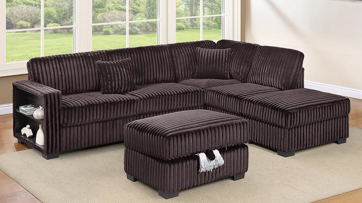F8378 Brown Corduroy Sectional Sofa