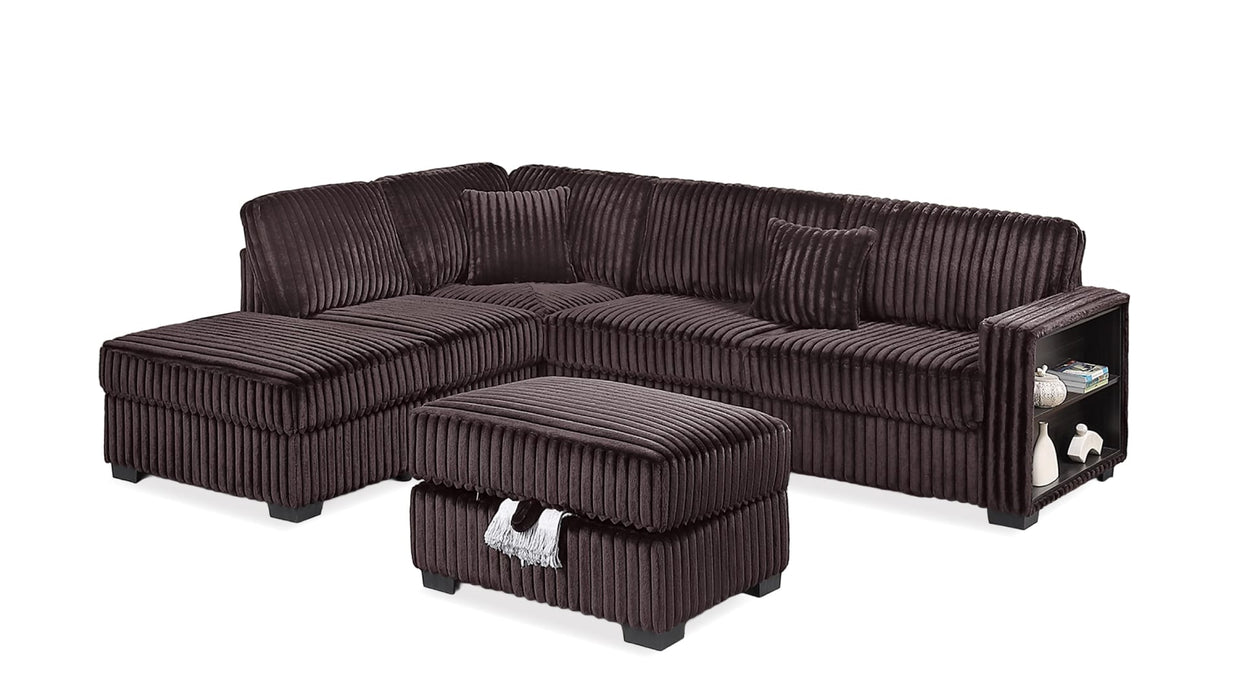 F8378 Brown Corduroy Sectional Sofa