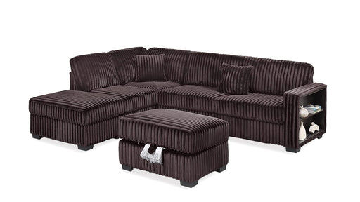 F8378 Brown Corduroy Sectional Sofa