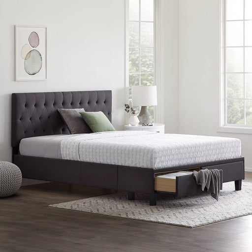 Fantasy Gray Linen Blend Queen Storage Bed