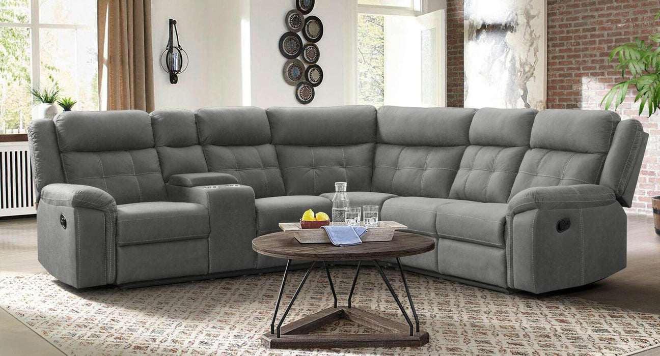 Fresno Gray Microfiber Sectional Sofa