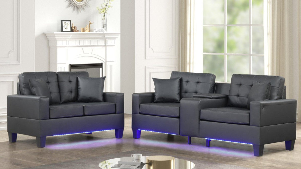 Genesis Black Faux Leather Sofa & Loveseat Set