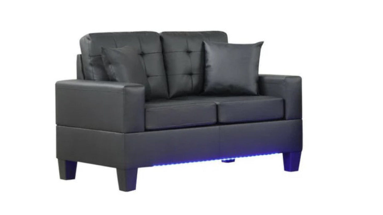 Genesis Black Faux Leather Sofa & Loveseat Set
