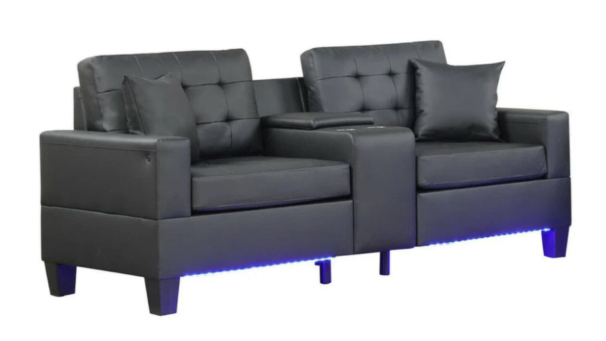 Genesis Black Faux Leather Sofa & Loveseat Set