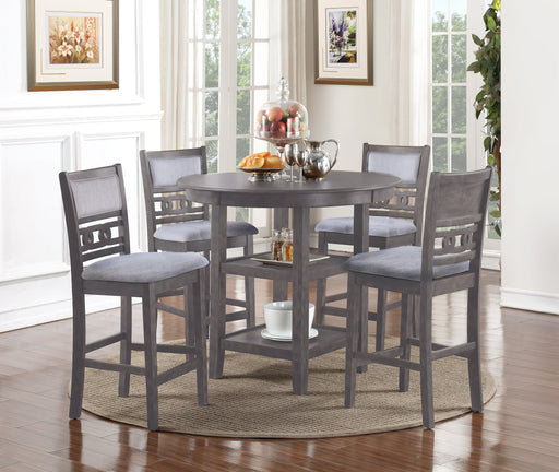 Gia Gray Wood And Upholstered Counter Height 5pc Dining Table & Chair