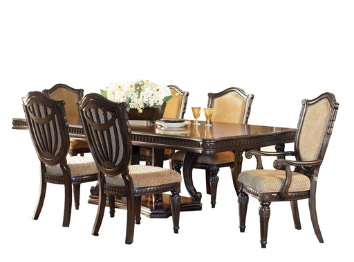 Grand Estates Brown Wood And Upholstered Standard Height 7pc Dining T