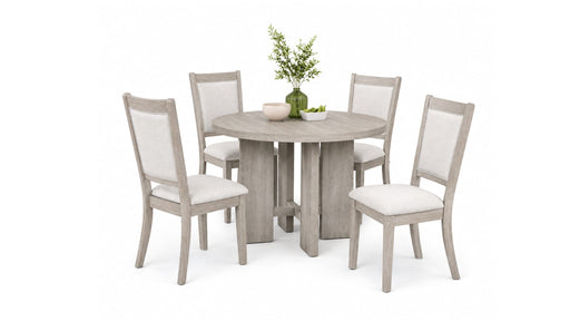 Gray Wood And Upholstered Standard Height 5pc Dining Table & Chair Se