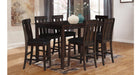Great Bridge Brown Wood Bar Height 7pc Dining Table & Chair Set