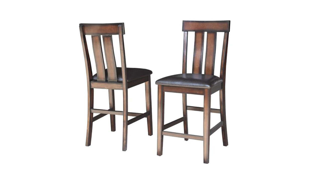 Great Bridge Brown Wood Counter Height 7pc Dining Table & Chair Set