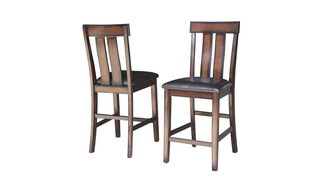 Great Bridge Brown Wood Counter Height 7pc Dining Table & Chair Set