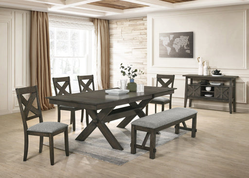 Gulliver Brown Wood Counter Height 6pc Dining Table, Chair & Bench Se